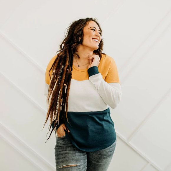 Mustard Colorblock Basic - Picture 2 of 2